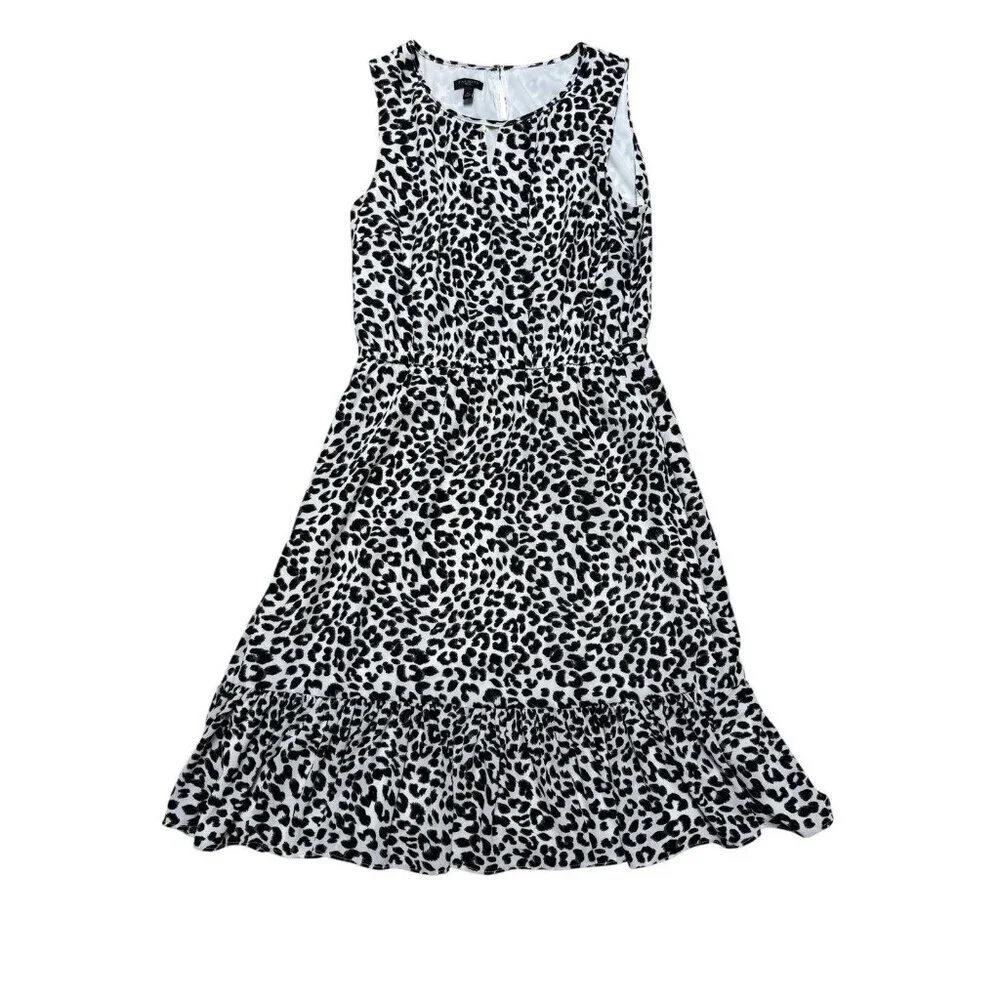 Talbots Petite 6P Leopard Print Cinch Waist Midi Dress
